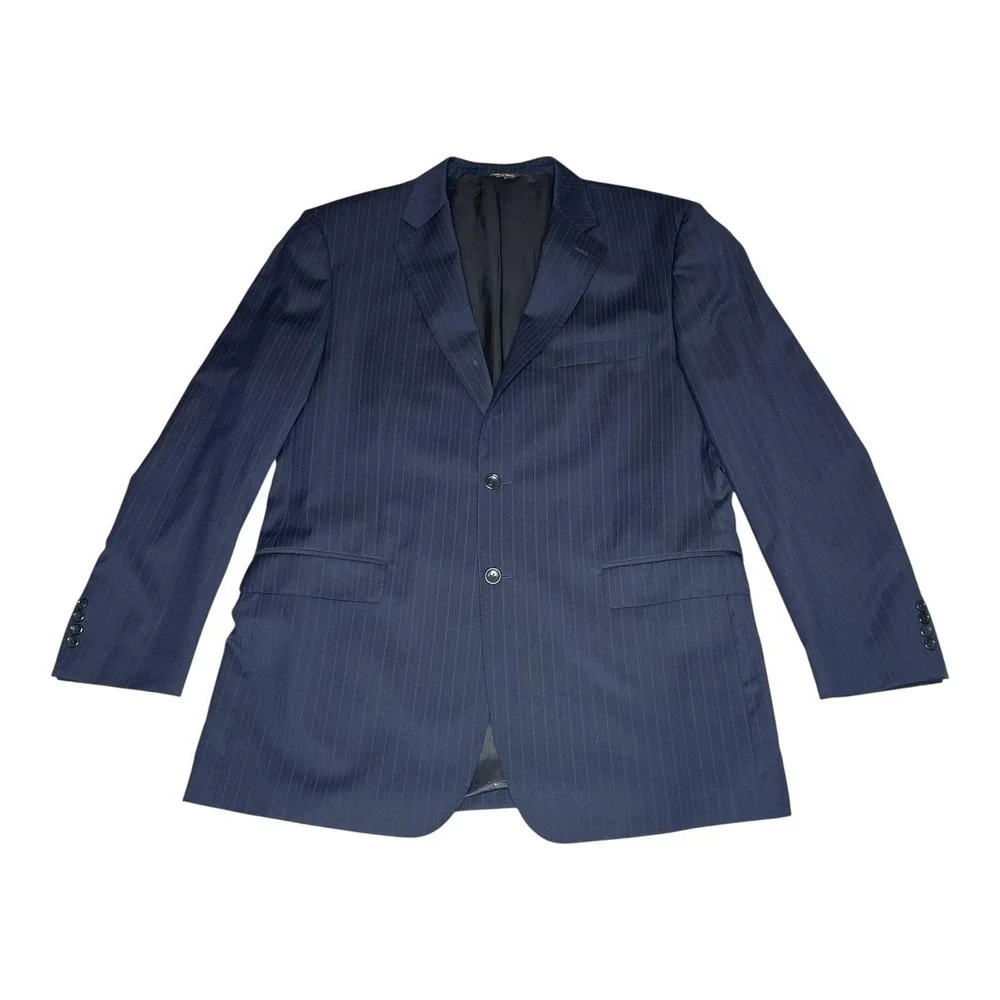 Gianni Manzoni Navy Pinstripe Blazer Reda Super 130s Virgin Wool‎ Italy 46L